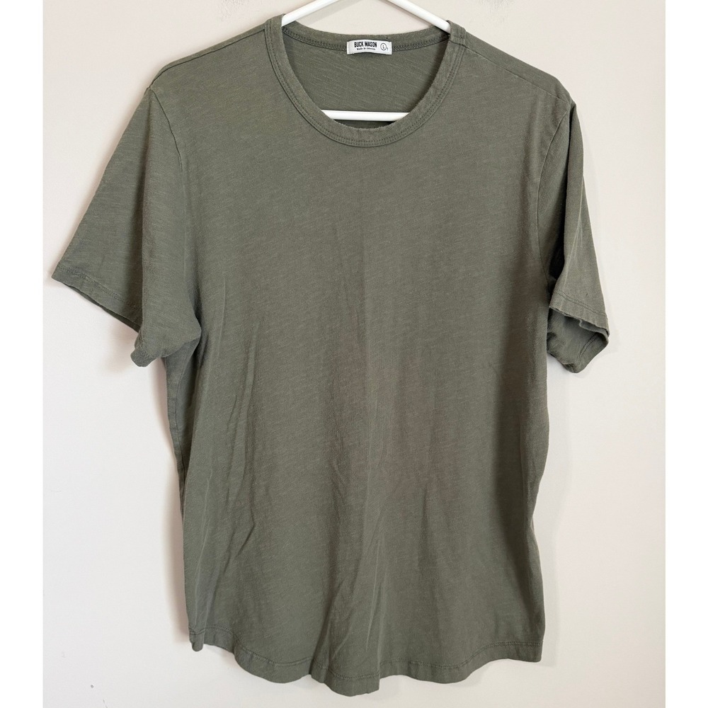 Buck Mason T-Shirt Mens Large Tall Cotton Green Slub Crewneck